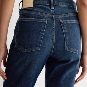 EVERLANE The 90s Cheeky Straight Jean, Distressed Vintage Dark Wash, 100% Cotton